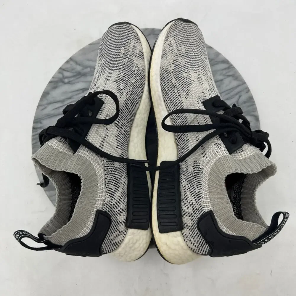Adidas Mens 12 NMD R1 Primeknit Sesame Sneakers Lightweight Shoes AQ0899